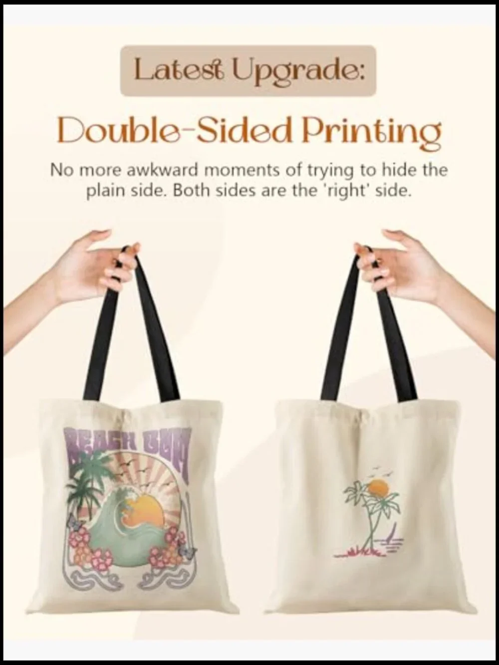 Large Capacity Canvas Tote Bag Reusable Grocery Shopping Magnetic Buckle Zipper